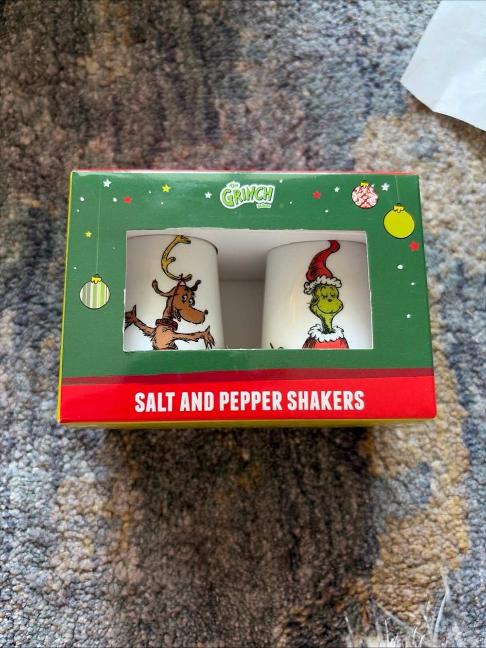 Hobby Lobby The Grinch Salt & Pepper Shakers - Green, White, Red